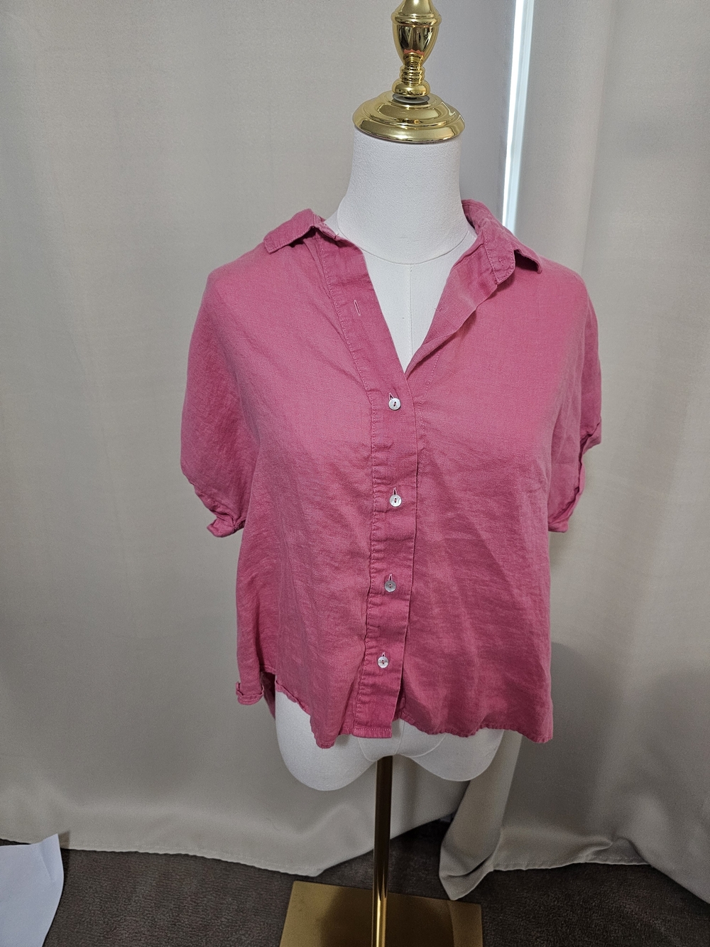 Cynthia Rowley Pink Short-Sleeve Button-Front Shirt
